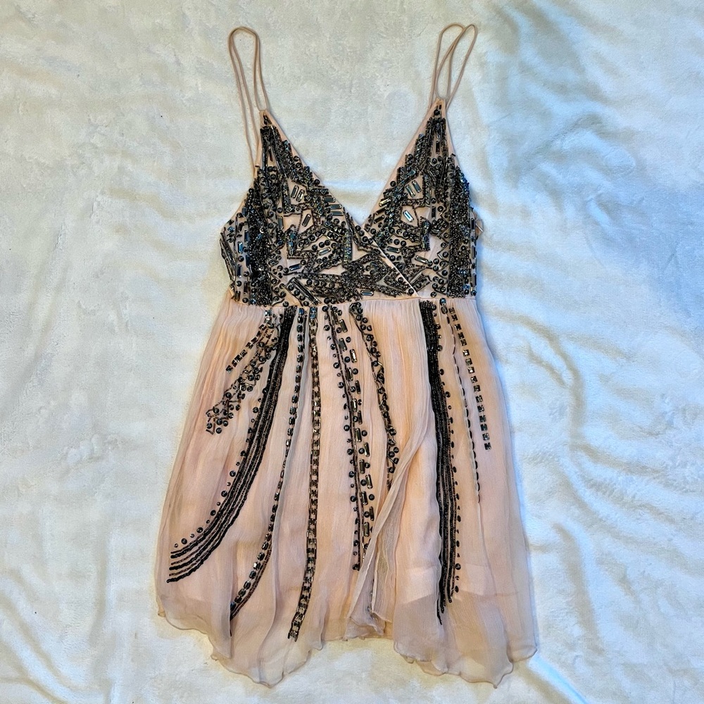 Free People Cassiopeia Party Mini Dress Light Pink Size 6